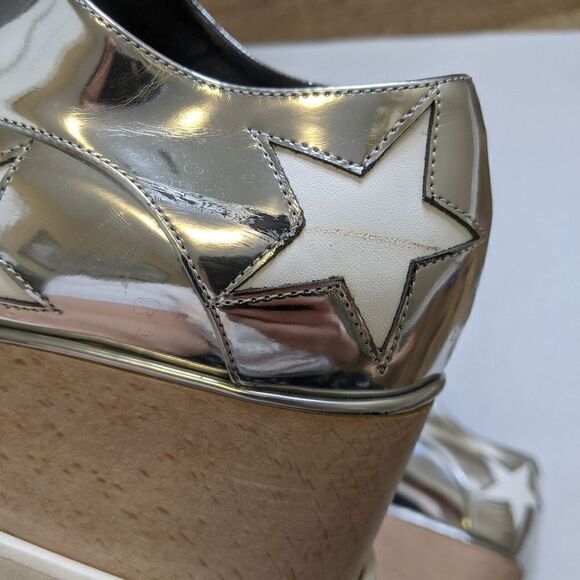 STELLA McCartney Elyse platform star shoes silver white wood - Picture 9 of 12